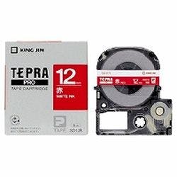 テプラPROテープカートリッジ カラーラベル 赤 白文字 12mm SD12R