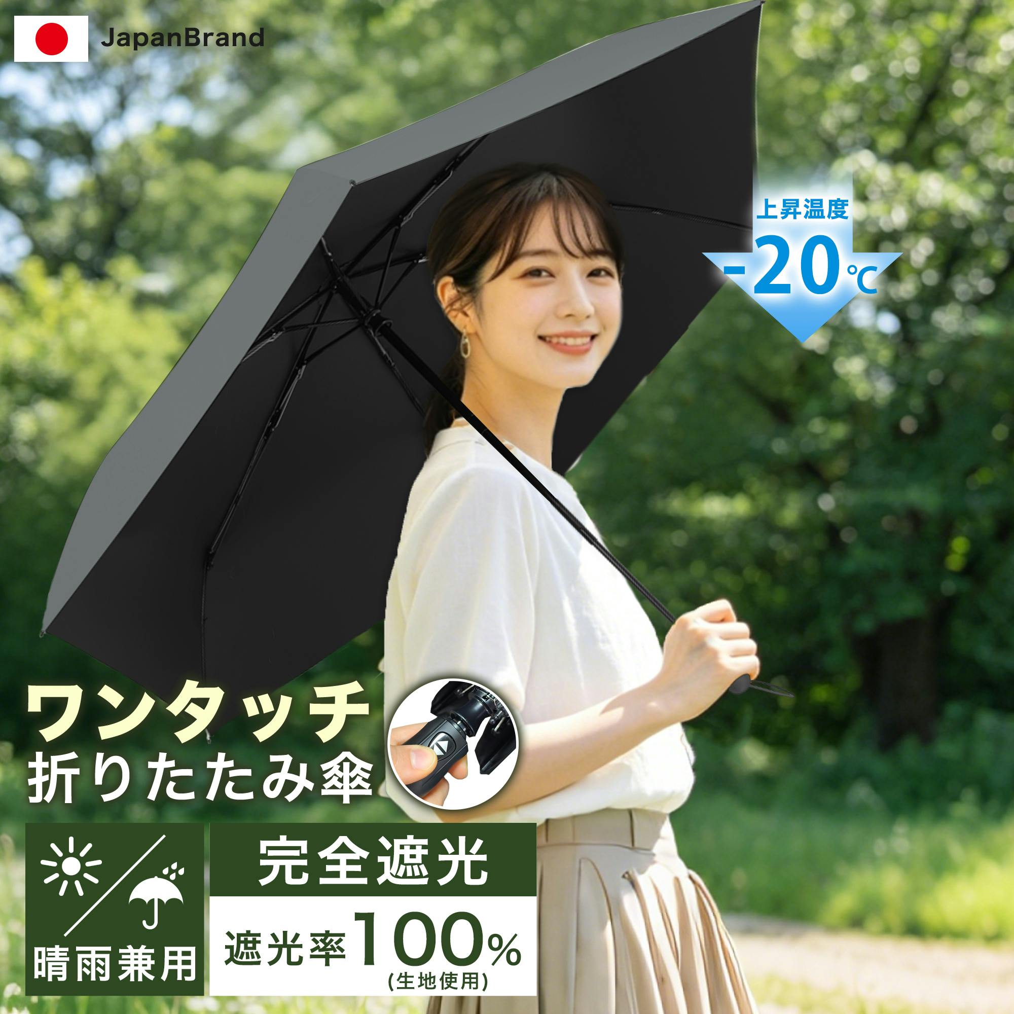 日傘 折りたたみ 自動開閉 ワンタッチ 完全遮光 遮光率100％ 晴雨兼用 超軽量 折りたたみ傘 6本骨 レディース コンパクト UVカット100% 女性 日焼け対策 遮蔽率100％ 梅雨 雨傘 丈夫 コンパクト プレゼント オシャレ ギフト おしゃれ グレー