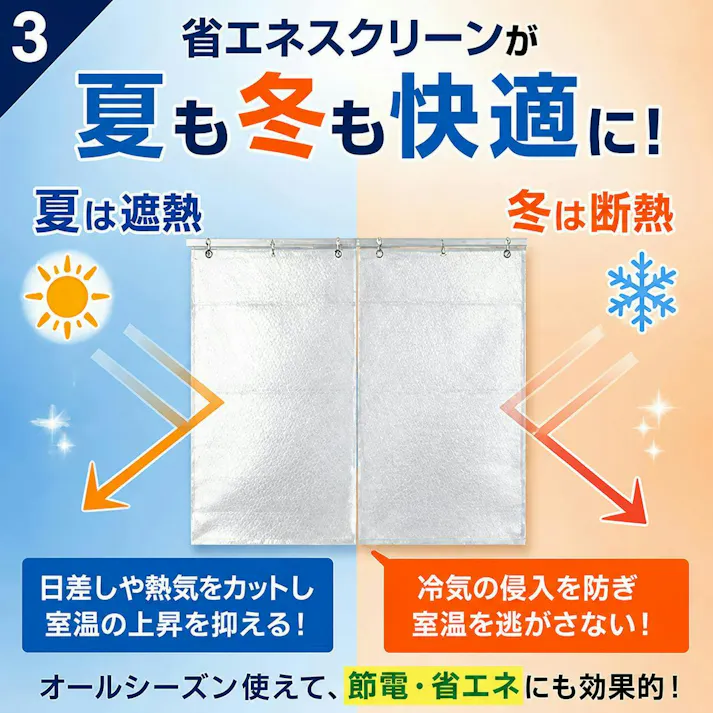【省エネスクリーン ロング (2枚入) <お得な3個セット>】 ちあふる 断熱 遮光 UVカット 窓用 サンシェード 冷気対策 目隠し 夏 冬 節電 JAN:4571381554568