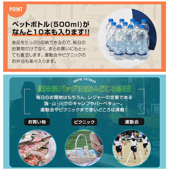 【コンパクトに畳める保冷温買物バッグ ネイビー <お得な2個セット>】 ちあふる 夏 猛暑対策 保冷バッグ 折りたたみ JAN:4989409090293