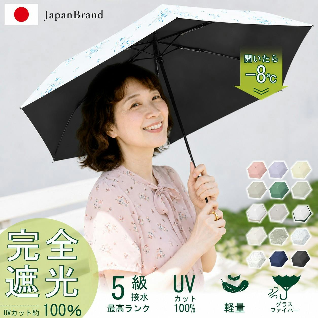 折り畳み傘 JIS認証 日傘 折りたたみ 完全遮光 超軽量 超撥水 6本骨 uvカット 紫外線対策 日焼け対策 メンズ レディース 大きめ おりたたみ傘 晴雨兼用傘 レディース お年寄り 女性 メンズ 高齢者 老人 頑丈 大きい 贈り物 花柄×ブルー