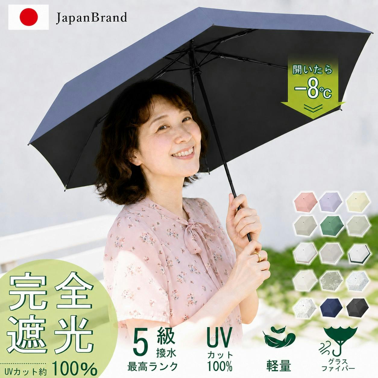 折り畳み傘 JIS認証 日傘 折りたたみ 高齢者 老人 完全遮光 超軽量 超撥水 6本骨 uvカット 紫外線対策 日焼け対策 メンズ レディース 大きめ おりたたみ傘 晴雨兼用傘 レディース お年寄り 女性 メンズ  頑丈 大きい 贈り物 ネイビー
