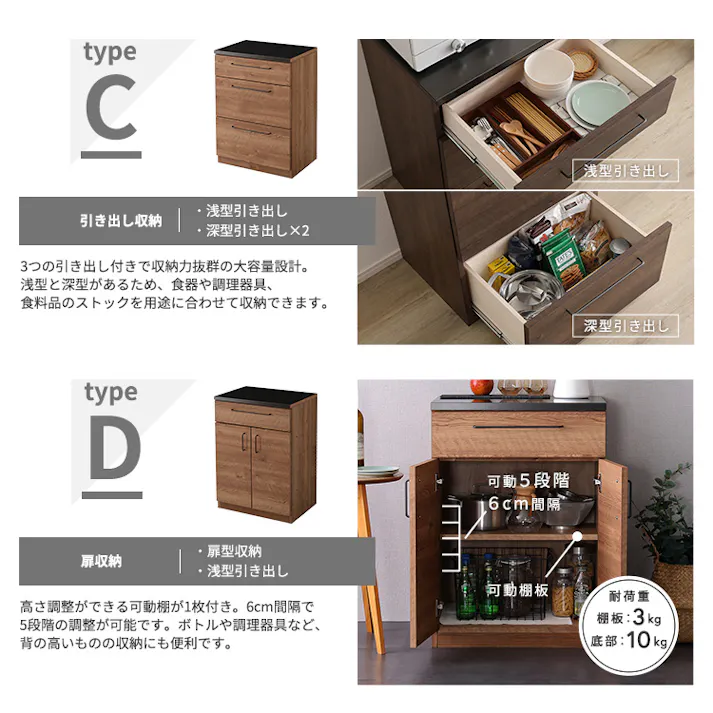 日本製 特殊鋼板を使ったキッチンカウンター【Lugo-ルゴ-】引き出し収納 60cm/カラー:グレー/お客様組立て【送料込み】【4535306272432】