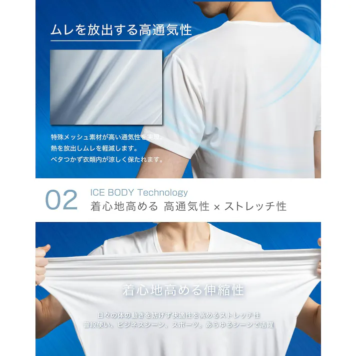 【数量限定セール!1790円→1590円】【送料無料】インナーシャツ 熱中症対策 メンズ 半袖【冷感×通気性×吸汗速乾×伸縮性】Q-MAX0.42 接触冷感 夏 DRYインナー ひんやり ストレッチ 蒸れにくい 肌着 Vネック 白 3L