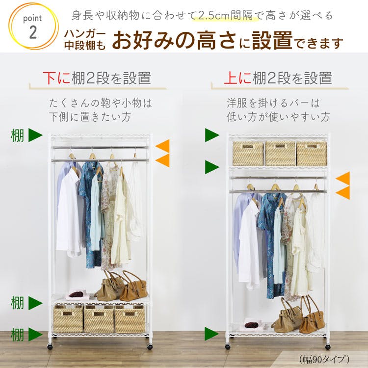 川口工器 カバー付き 頑丈ハンガーラック ダブル幅90( 91cm ) 耐荷重