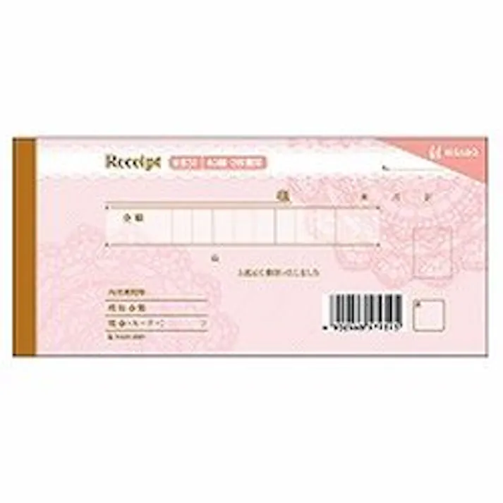 #831 デザイン領収証/レース ピンク 小切手サイズ 2枚複写 40組