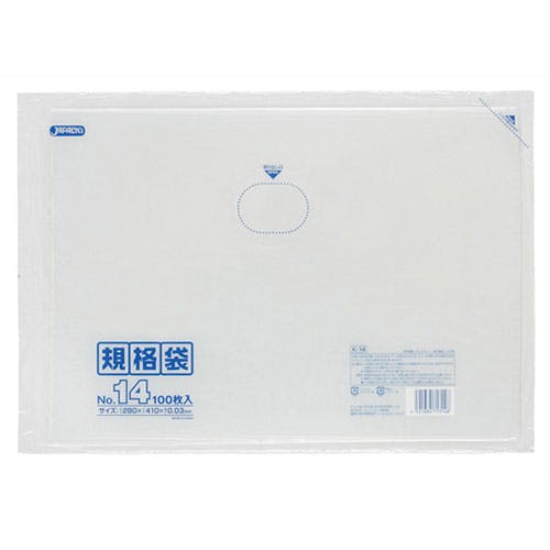 ジャパックス LD 規格袋 14号 0.030mm厚 100枚 透明