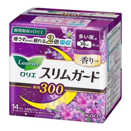 ロリエスリムガード ラベンダー多い夜用３００ １４コ 14個