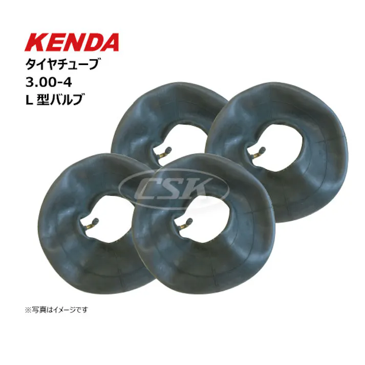 4本 KENDA 3.00-4 L型バルブ タイヤ チューブ ケンダ 海外製 荷車 ハンドカート 台車 補修用 300-4 3.00x4 300x4