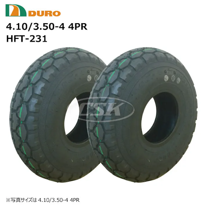 2本 DURO 4.10/3.50-4 4PR HFT-231 デュロ タイヤ 花柄パタン 海外製 荷車 ハンドカート 台車 補修用 410/350-4 4.10-3.50-4 410-350-4