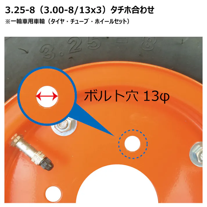 2本 ハブ車用 3.25-8 タチホ 合わせ タイヤ チューブ ホイールセット ハブ車 大脇工業 飼料運搬車 シンコー製タイヤ 補修用 325-8 互換サイズ 3.00-8 300-8 13x3