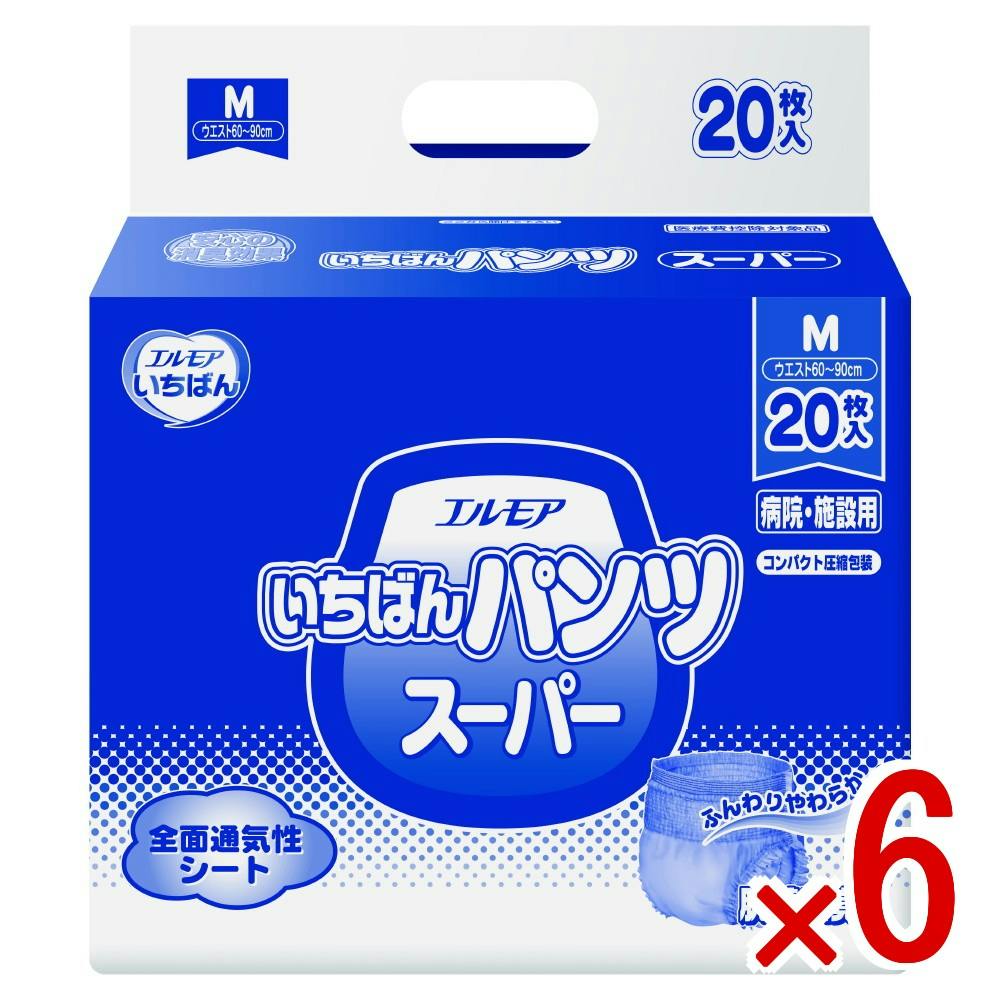 【ケース販売】エルモアいちばん パンツスーパー 病院・施設用 M × 6点　 【送料込み】 ＃4971633713284