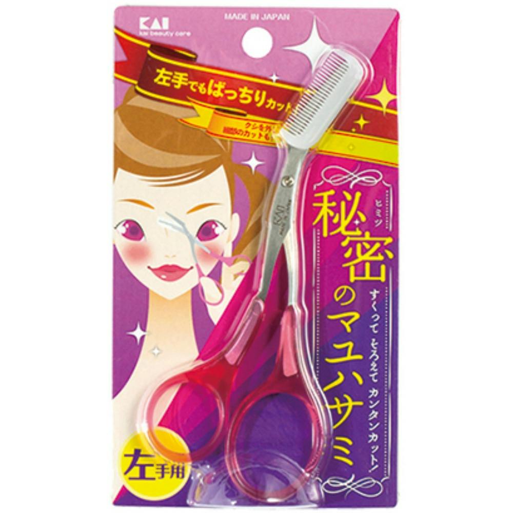 KQ3034 クシ付きマユハサミ（左手用）ピンク × 1点 【送料込み