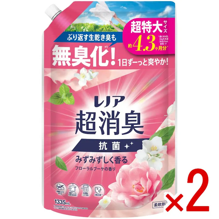 【2点まとめ買い】レノア超消臭みずみずしく香るフローラルブーケの香りつめかえ用超特大サイズ × 2点 【送料込み】 #4987176353764