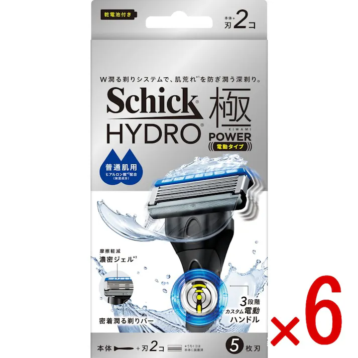 【ケース販売】シック ハイドロ極パワー 普通肌 ホルダー(本体+刃2コ) × 6点 【送料込み】 #4891228320621