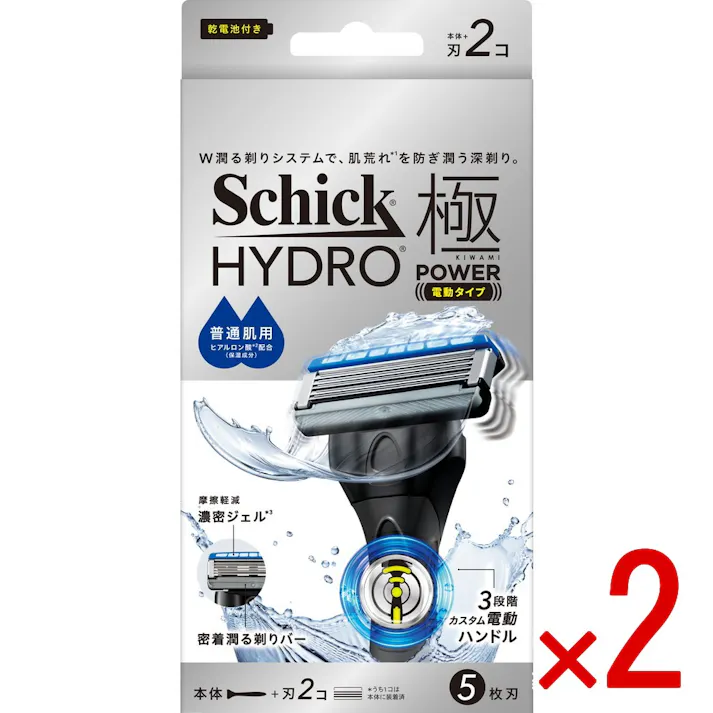 【2点まとめ買い】シック ハイドロ極パワー 普通肌 ホルダー(本体+刃2コ) × 2点 【送料込み】 #4891228320621