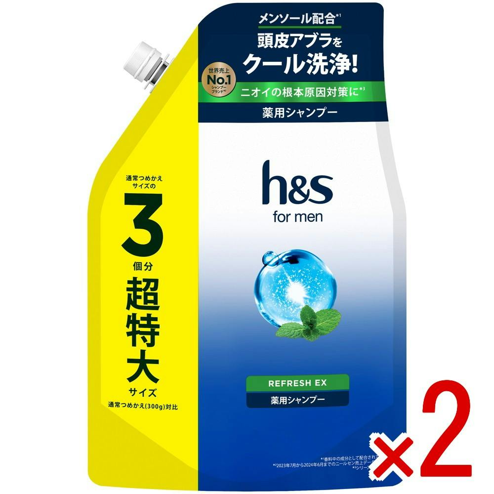 【2点まとめ買い】HSFORMENリフレッシュEXシャンプーつめかえ超特大サイズ3倍 × 2点　 【送料込み】 ＃4987176370785