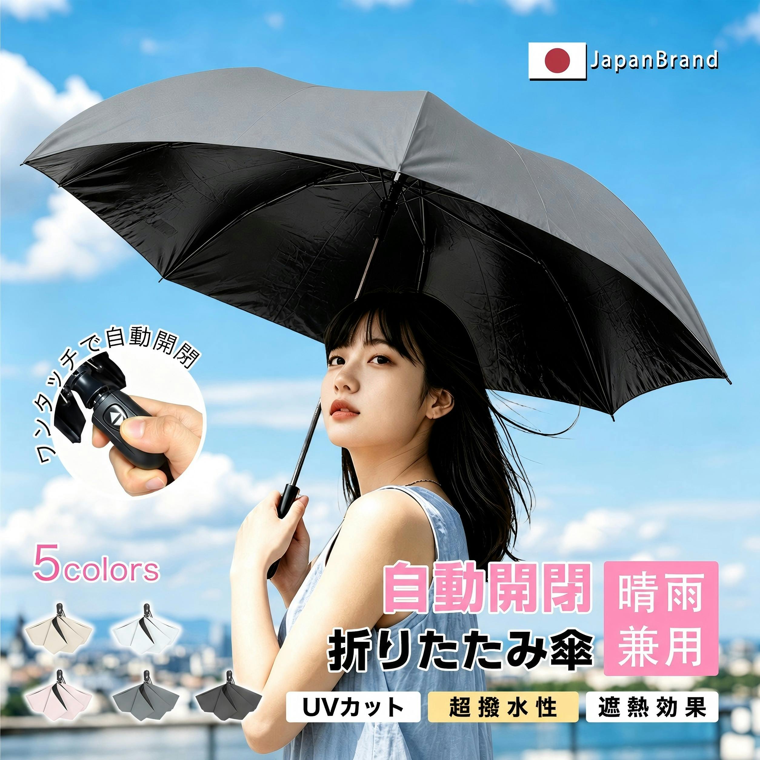 【100％完全遮光タイプ】 日傘 折りたたみ レディース日傘 おしゃれ可愛い かわいい 3段 ワンタッチ エレガント 自動開閉 超軽量 折りたたみ傘 晴雨兼用傘 丈夫 無地 遮光率100％ 日焼け対策 遮蔽率100％ 遮熱 撥水 uvカット 紫外線対策 通勤通学 グレー