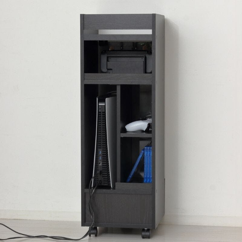 カウンター　自動仕分け機 ブラック ゲーム機ラックキャスター付き（ブラック） 【送料込み】 #krso | 本棚