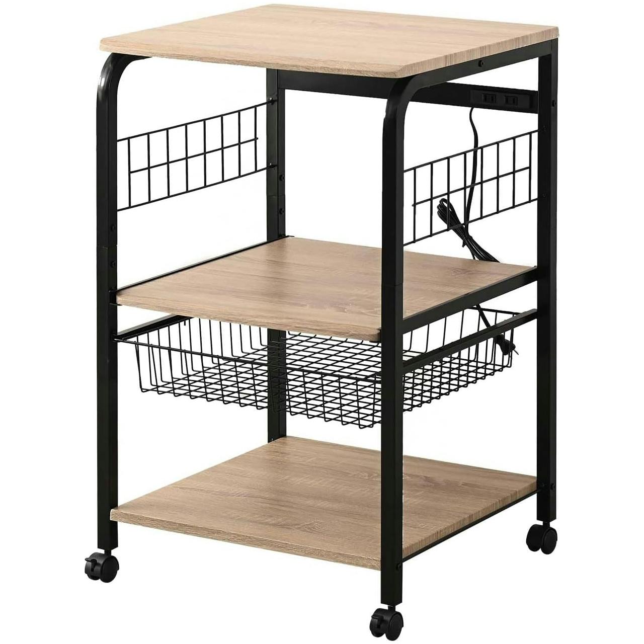ワイエムワールド 棚 キッチンラック 収納ラック レンジ台 3段 奥行55.5 幅60cm オーク 00-hn-5690