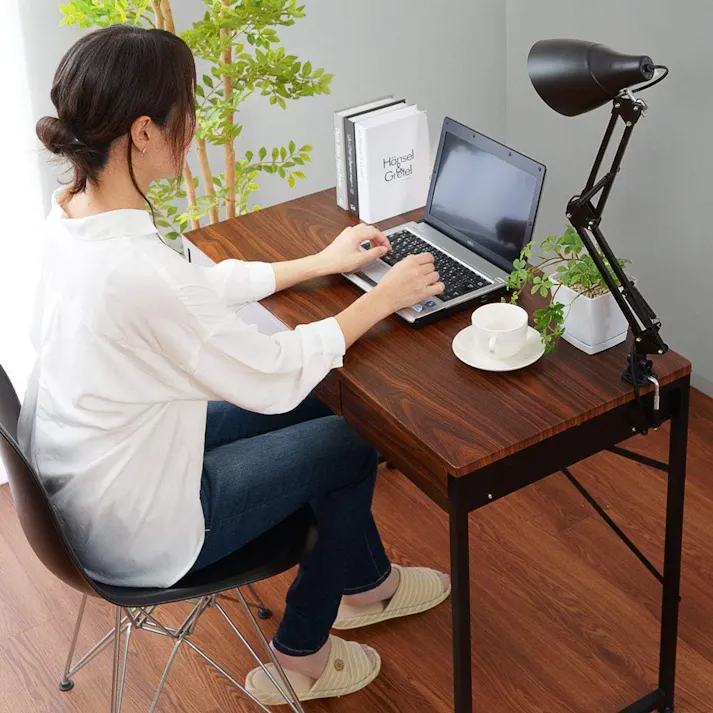 ワイエムワールド パソコンデスク デスク 机 PCデスク 引き出し付き 幅90cm レクシア ブラウン 00-146
