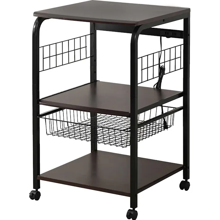 ワイエムワールド 棚 キッチンラック 収納ラック レンジ台 3段 奥行55.5 幅60cm ブラウン 00-hn-5690