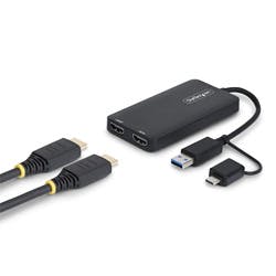 USB - HDMI変換アダプター/USB-C/A接続/2画面/HDMI/4K30Hz+1080p