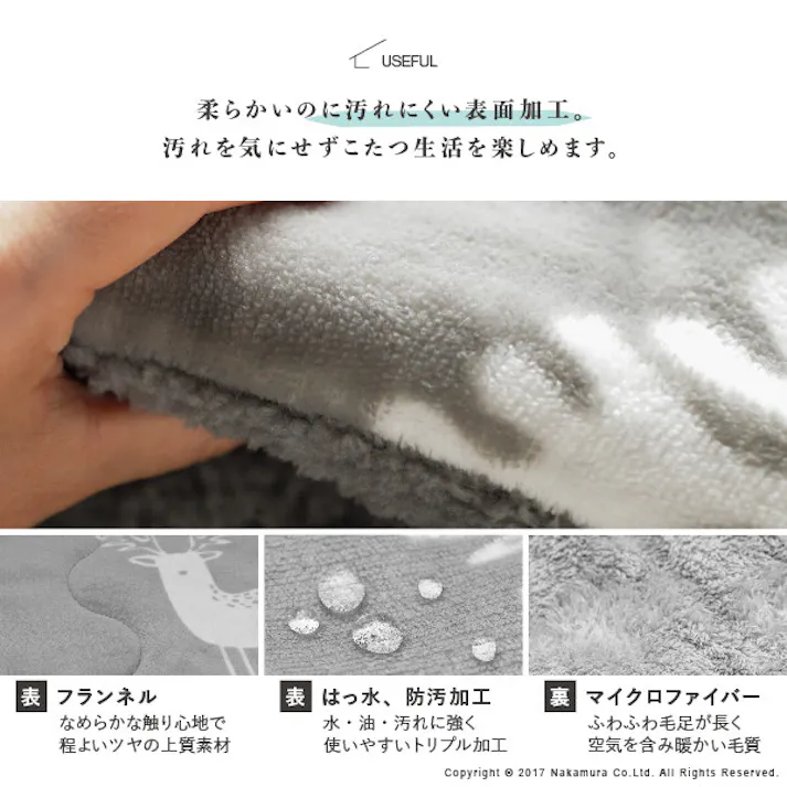 保温綿入りこたつ布団 北欧柄タイプ-ヒートキートス 210x190cm/色:エルクグレー 【送料込み】 #nkmr