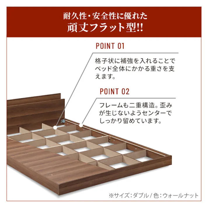 家族揃って布団で寝られる連結ローベッド-ファミーユ シングルサイズ 同色2台セット/色:シングル+シングルウォールナット ※商品はベッドフレームのみです。マットレスや布団等は含まれません 【送料込み】 #nkmr