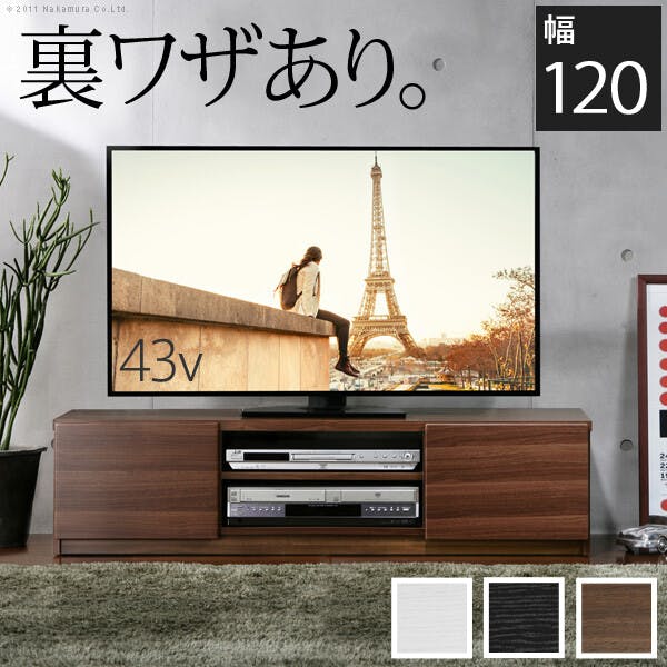 背面収納TVボード-ロビン 幅120cm／色：ウォールナット 【送料込み