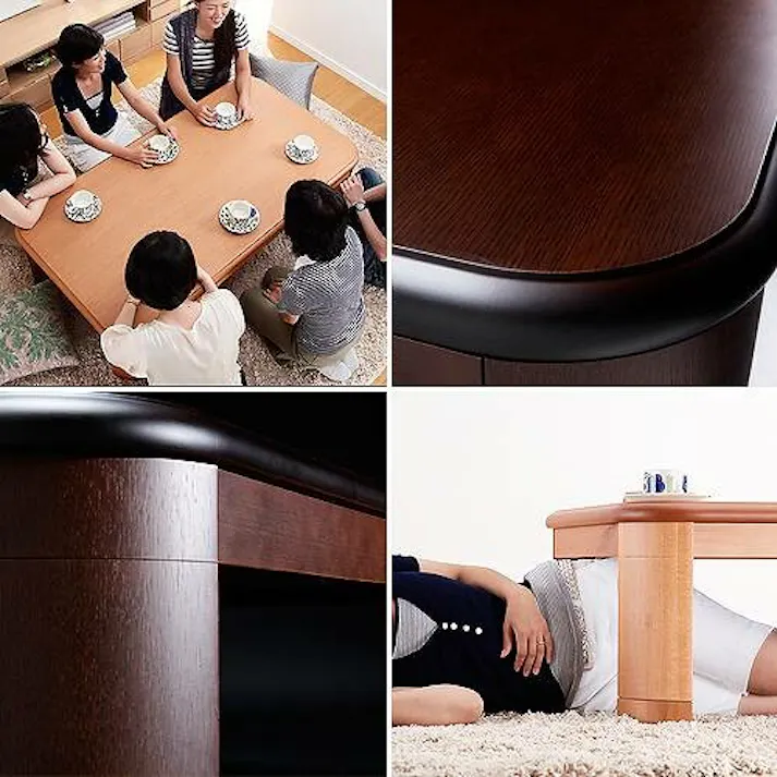 楢ラウンド折れ脚こたつ-リラ 150x80cm折脚 継ぎ脚 テーブル ローテーブル コタツ 木製 日本製/色:ブラウン 【送料込み】 #nkmr