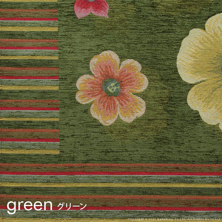 イタリア製ジャガード織りキッチンマット-フィオーレ55x240cm/色:グリーン 【送料込み】 #nkmr