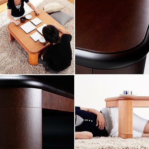 楢ラウンド折れ脚こたつ-リラ 80x80cm折脚 継ぎ脚 テーブル ロー