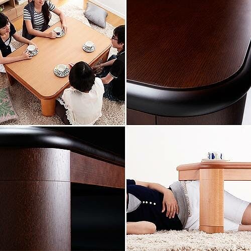 楢ラウンド折れ脚こたつ-リラ 120x80cm折脚 継ぎ脚 テーブル ロー