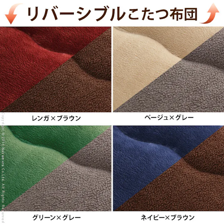 はっ水リバーシブル省スペースこたつ布団-モルフ 90x60cmこたつ用(200x170cm) 保温掛け布団/色:グリーンxグレー 【送料込み】 #nkmr