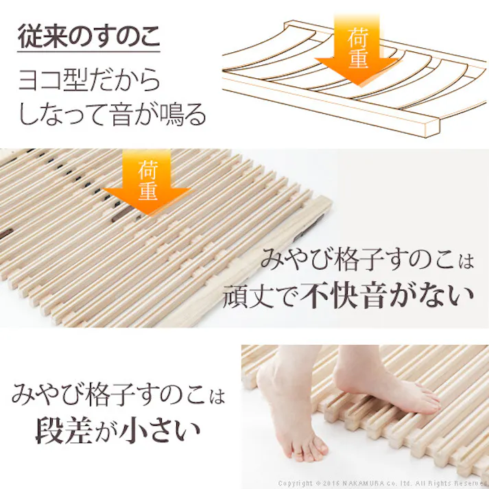 1秒で簡単布団干し!アシスト機能付き「みやび格子」すのこベッド 〔エアライズ〕 シングル エアライズ 【送料込み】 #nkmr