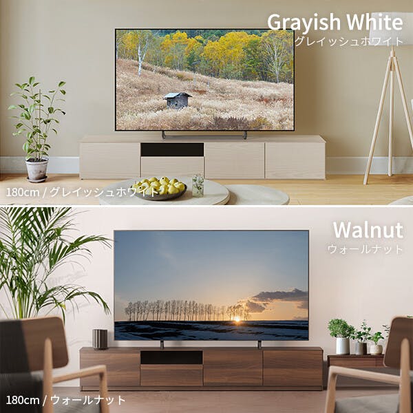 背面収納TVボード-ロビン クローズタイプ 幅150cm／色：グレイッシュ