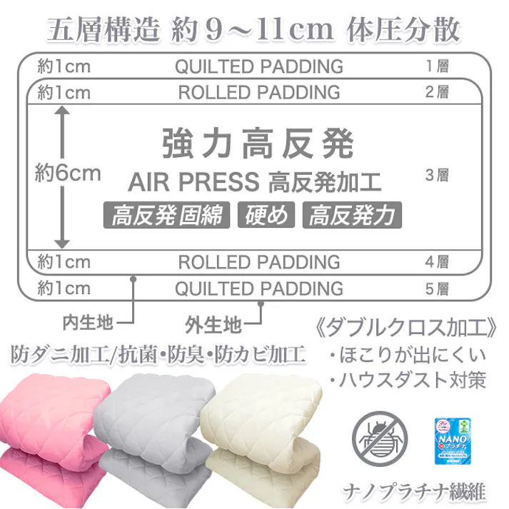 日本製 敷布団 シングル 極太9cm~10cm 三層構造 極厚 腰の負担を軽減 マット 高反発 敷き布団 防ダニ 抗菌 防臭 消臭 プラチナ繊維 ベッド 畳 折りたたみ 三つ折り 収納 少し 硬め 軽い 腰痛 肩こり 体圧分散 国産 GOKUBUTO (ストライプ・ブラウン)