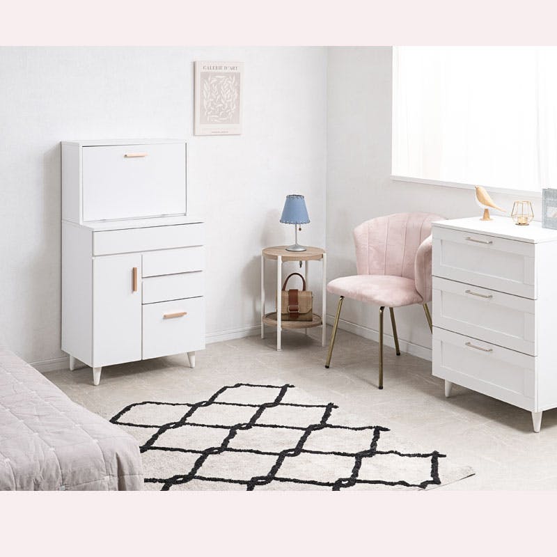 BLOOM DESK】 幅60 奥行40 ホワイト ドレッサー デスク 収納