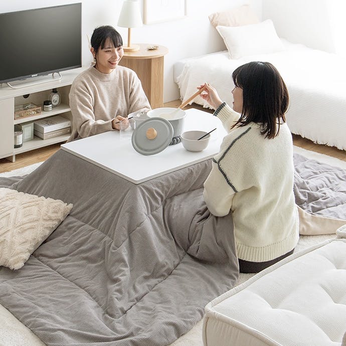 長方形:天板 75cm×60cm】こたつ&掛け布団2点セット／色：本体：オーク