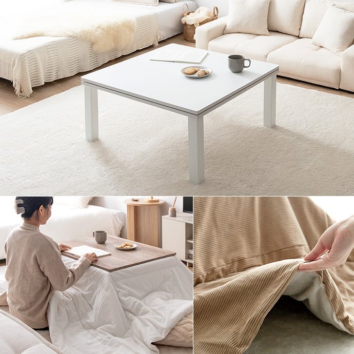 長方形:天板 75cm×60cm】こたつ&掛け布団2点セット／色：本体：オーク