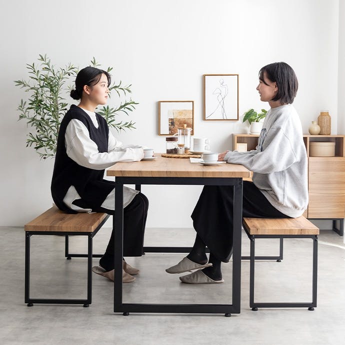 3点セット】Moku 幅110cmダイニングテーブル+ダイニングベンチ2セット