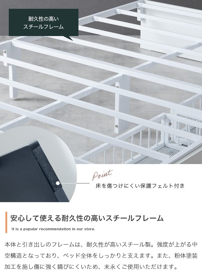 ベッドフレーム【シングル】Stock 引出し収納ベッド／色：ブラック
