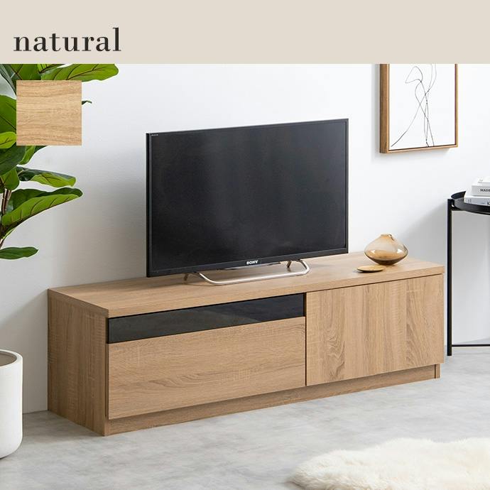 幅120cm】Connie ブラックパネル付きテレビ台／色：ブラウン AV機器