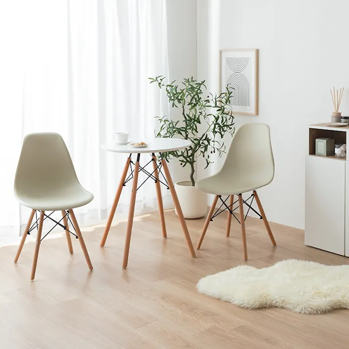 【テーブル+イス脚】Eames TABLE 3set/色:ホワイト イームズ テーブル 椅子 チェア カフェ デザイナーズ 家具 名作 ダイニング3点セット 天板 ダウェルレッグ イームズチェアDSW お洒落なカフェ 【送料込み】 #iina