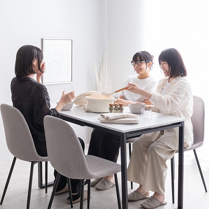 3点セット】Orca 伸縮式ダイニングテーブル+チェア2脚／色：マーブル