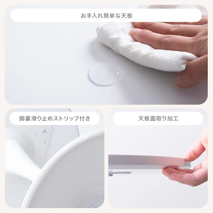 【2点セット】Tina 幅60cm カフェテーブル+イームズクリアチェア/色:ホワイト/クリア 椅子 ダイニング家具 【送料込み】 #iina