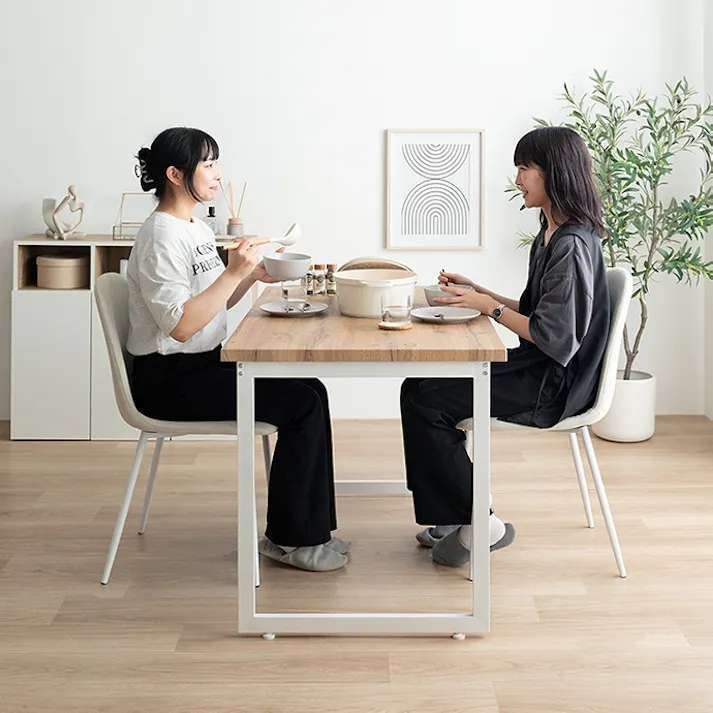 【3点セット】Moku ダイニングテーブル+チェア2脚/色:ナチュラル/グレージュ 椅子 ダイニング家具 ファブリックチェア ナチュラルヴィンテージ感 テーブル 天板サイズ コンパクトサイズ 一人暮らし 座り心地 【送料込み】 #iina