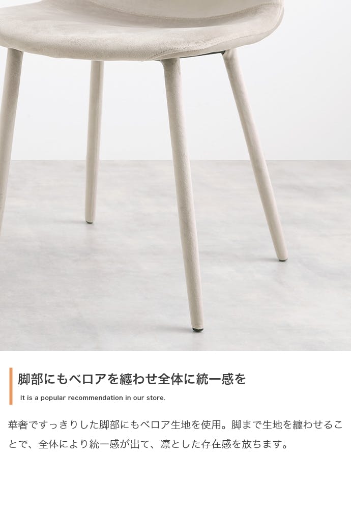 単品】Panada ベロアダイニングチェア／色：グレージュ 椅子