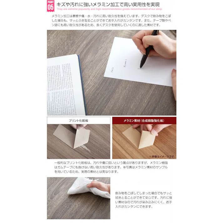 【幅120cm】Ella 収納付きデスク/色:ホワイト 収納スペース 扉収納 実用性 【送料込み】 #iina
